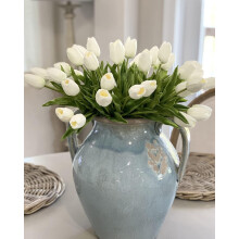 White Artificial Tulips Real-Touch PU 13.2in Bouquet