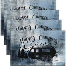 Navy and White Graffiti Ombre Placemats 12 x 18 in Set of 4