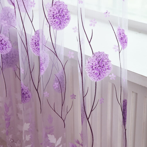 Voile Sheer Curtain Panel 200 x 100 cm Purple