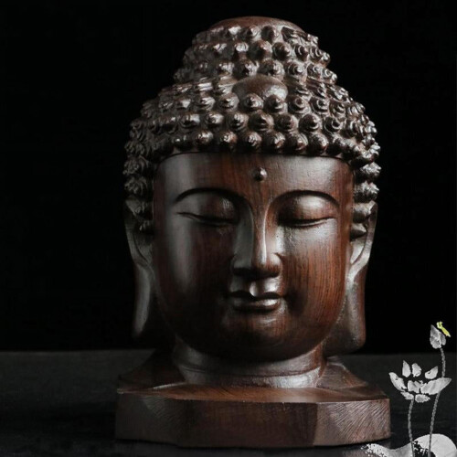 Mahogany Carved Tathagata Buddha Head Statue