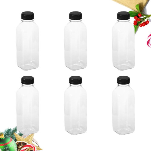 6-Pack PET Beverage Bottles with Black Screw Lids 2