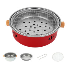 Multifunctional Outdoor Grill With Cooking Warming And Tea-Red