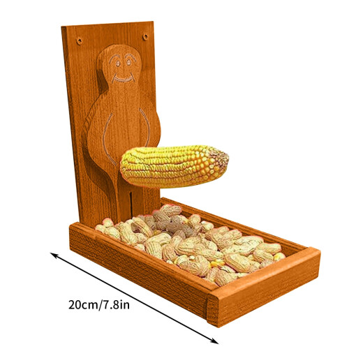 Wooden Squirrel and Bird Feeder with Tray 2