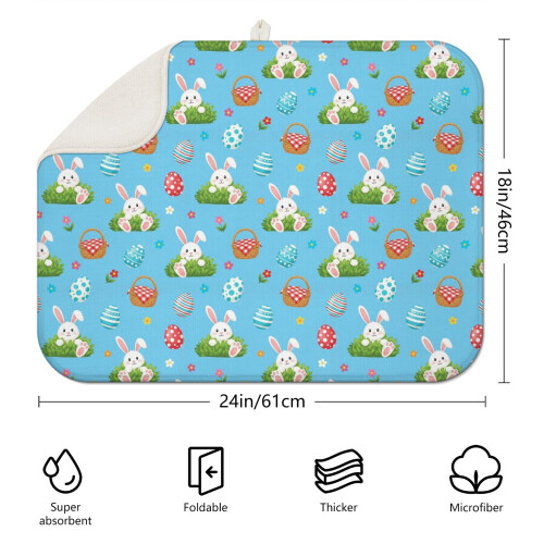 Blue Pattern Dish Drying Mat 18"x24" 2 Pack 1