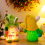 Lampadario a forma di gnomo pasquale con luce LED e cappello giallo 2