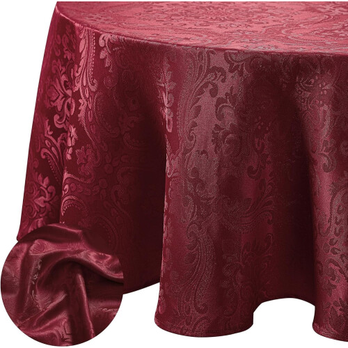 Damask Tablecloth Round 90 Inch Waterproof Polyester 1