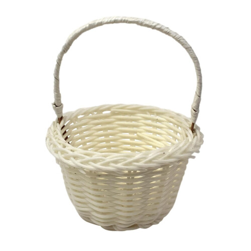 Mini Woven Flower Basket 8 x 5 cm White Plastic Wedding 1