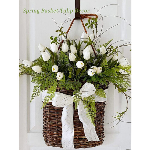 White Artificial Tulips Real-Touch PU 13.2in Bouquet 2