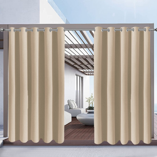 Utendørs mørkleggingsgardin – polyester, malje, 1 panel 1