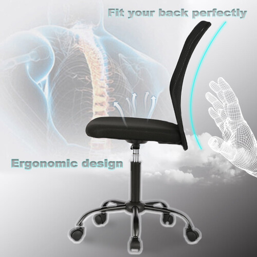 Silla de oficina de malla negra ajustable y cómoda1 2