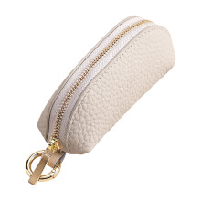 Porte-monnaie fonctionnel en cuir PU, porte-clés, petit-Beige