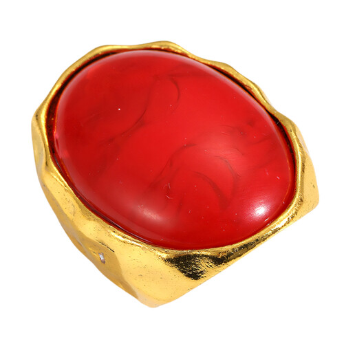 Unique Retro Design Large Water Droplet Ring Bold Red Color