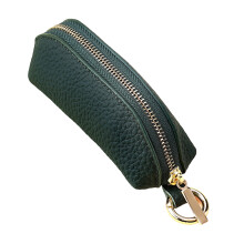 Elegant PU Leather Coin Holder With Zippers Closure-Green