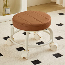 Sgabello con ruote marrone, girevole a 360 con cuscino