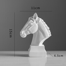 Resin Horse Head Statue White Desk Ornament