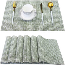 Woven Heat-Resistant Placemats Set of 6 Green