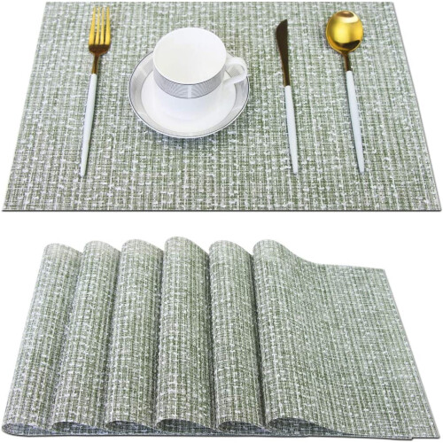 Geweven hittebestendige placemats groen, 6 stuks