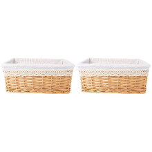 2 x Large Wicker Storage Baskets with Washable Liners