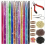 Hårglittersæt 12 farver 91 cm glitterextensions 1
