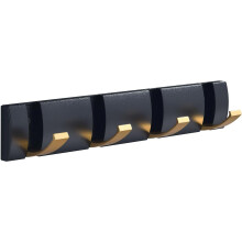 Wall-Mounted Folding Coat Rack with 4 Hooks, Black & Gold