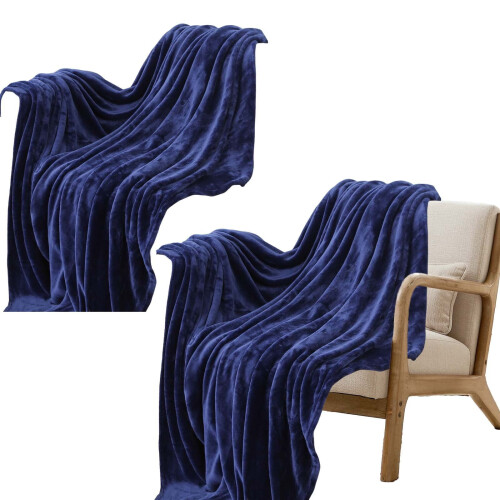 Fleece Throw Blanket 150 x 200 cm Navy
