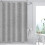 Gray Linen-Textured Shower Curtain with Rustproof Eyelets 1