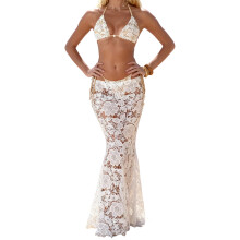 Women Floral Bathing Suit Two Piece Halterneck Swimsuit with-M