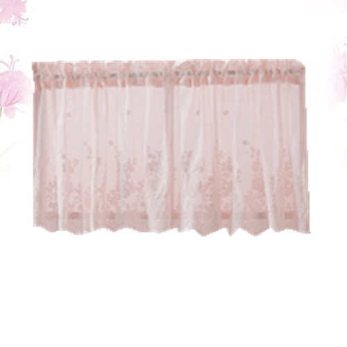 Pink Polyester Lace Half Curtain 74 x 61 cm