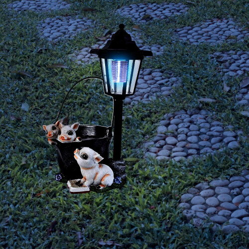 Solar Resin Flower Pot with Lights, 17–22 cm