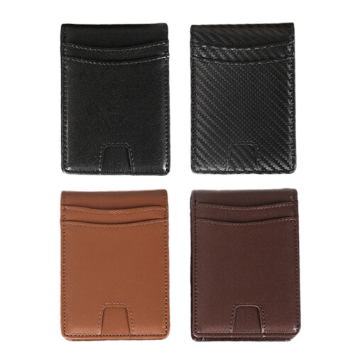 Classical Bifold Leather Wallet With Swiping Shielding-apricot 1