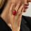 Unique Retro Design Large Water Droplet Ring Bold Red Color 2