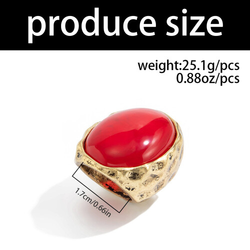 Unique Retro Design Large Water Droplet Ring Bold Red Color 2
