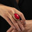 Unique Retro Design Large Water Droplet Ring Bold Red Color 4