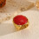 Unique Retro Design Large Water Droplet Ring Bold Red Color 5