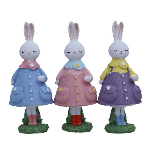 Statue de lapin en résine faite à la main en robe-Violet 1