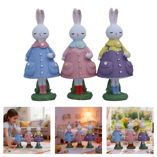 Statue de lapin en résine faite à la main en robe-Violet 2