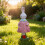 Statue de lapin en résine faite à la main en robe-Violet 5