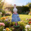 Statue de lapin en résine faite à la main en robe-Violet 7