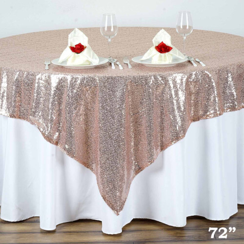 Sequined Table Overlay 72 x 72 in Blush
