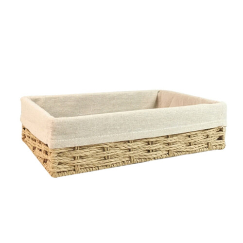 Natural Paper Storage Basket with Removable Fabric Liner
