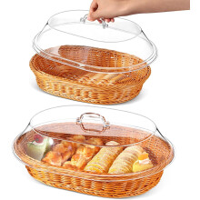 Wicker Bread Basket with Acrylic Lid