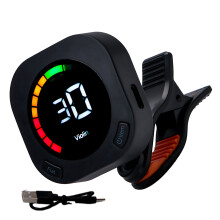 Clip-on-E-Gitarren-Tuner,-Schwarzes wiederaufladbares Modell