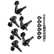 6 Left Handed Black Guitar Tuning Pegs 10mm Peg Holes Metal