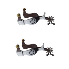 2pack Hand Carved Spurs for Cowboy Boot Texa Star Motifs Retros