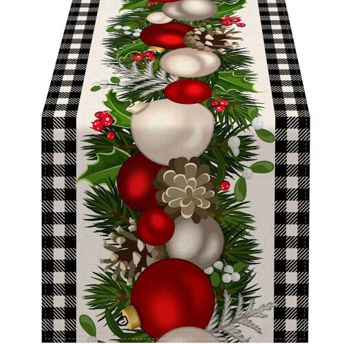 Linen Christmas Table Runner 13 x 72 in