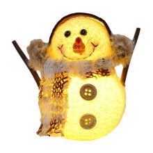 Glowing Mini Snowman Decoration, White, 10 cm
