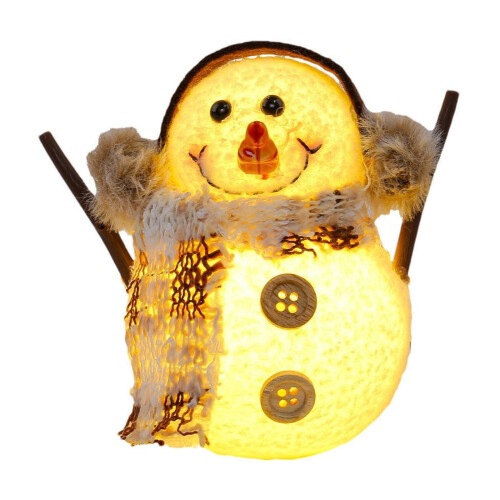 Glowing Mini Snowman Decoration, White, 10 cm
