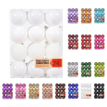 24pcs White Christmas Tree Balls 6cm Shatterproof