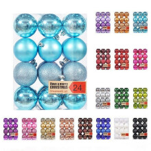 24pcs Light Blue Christmas Tree Balls, 4cm Shatterproof