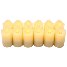 12er-Pack wiederaufladbare LED-Säulenkerzen, warmgelb